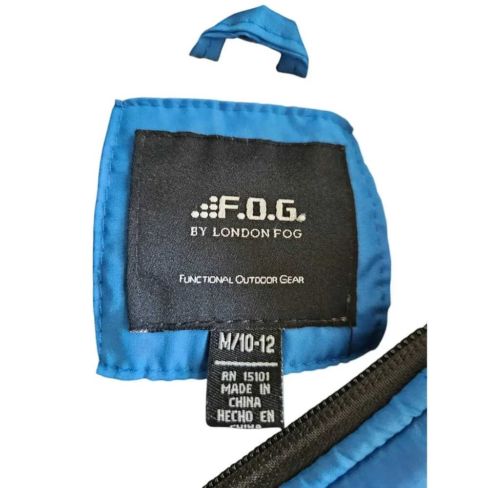 F.O.G. by London Fog Boys Blue Black Hooded Puffer Winter Jacket M 10-12